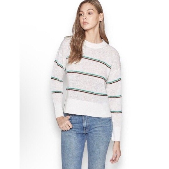 Joie Dreolan Ivory Striped Sweater Large Wool Alpaca Minimalist Coastal Parisian - Picture 1 of 8